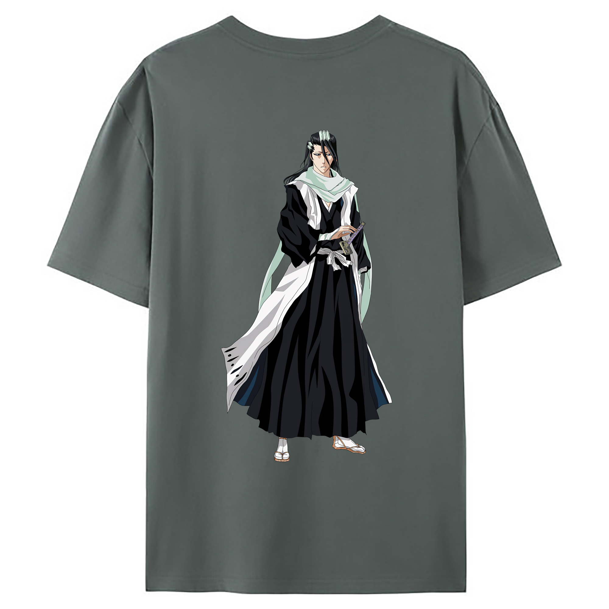 （画像用） ブリーチ くちき びゃくや BLEACH Kuchiki Byakuya 綿100％ メンズ半袖Tシャツ（バックプリント） 通気性